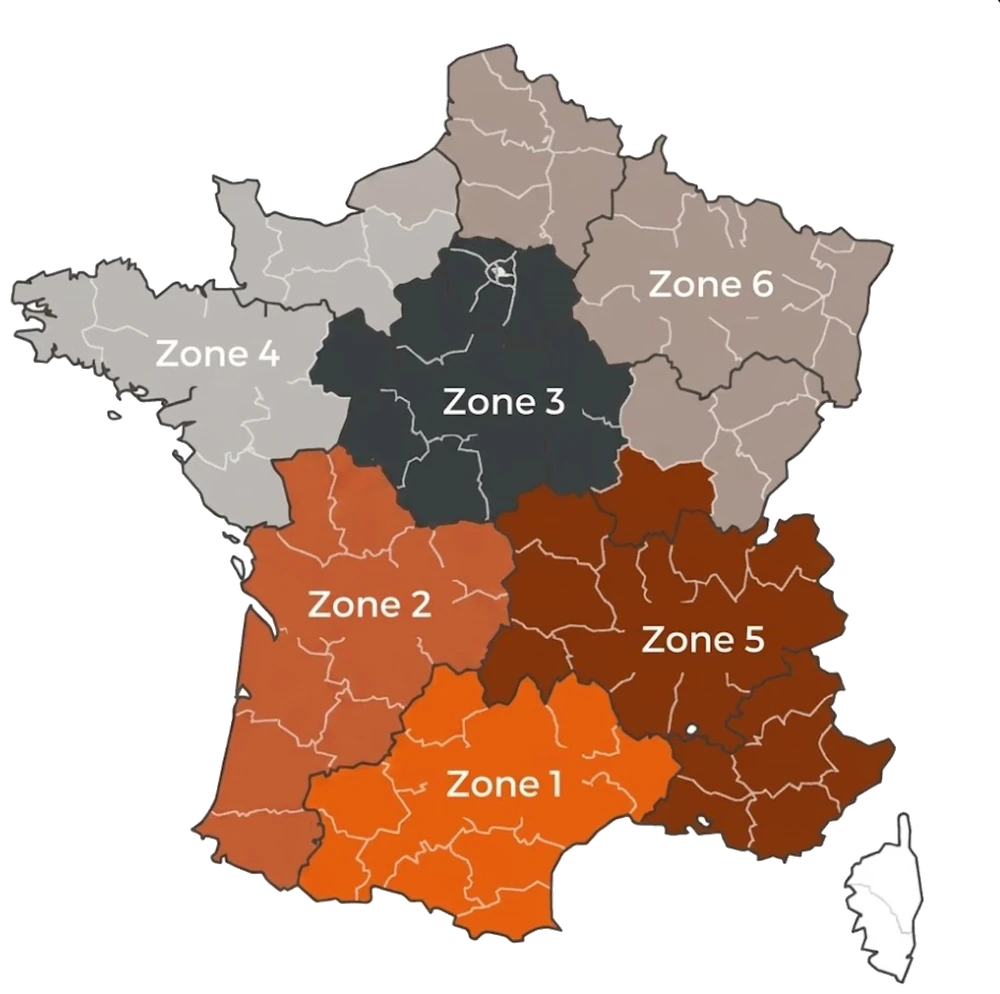 Carte des zones de livraison de CZE France en France métropolitaine